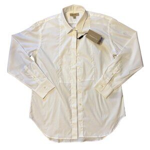 NWT Burberry London 12 14 UK Uniform White Tuxedo Blouse Shirt Button Up Down